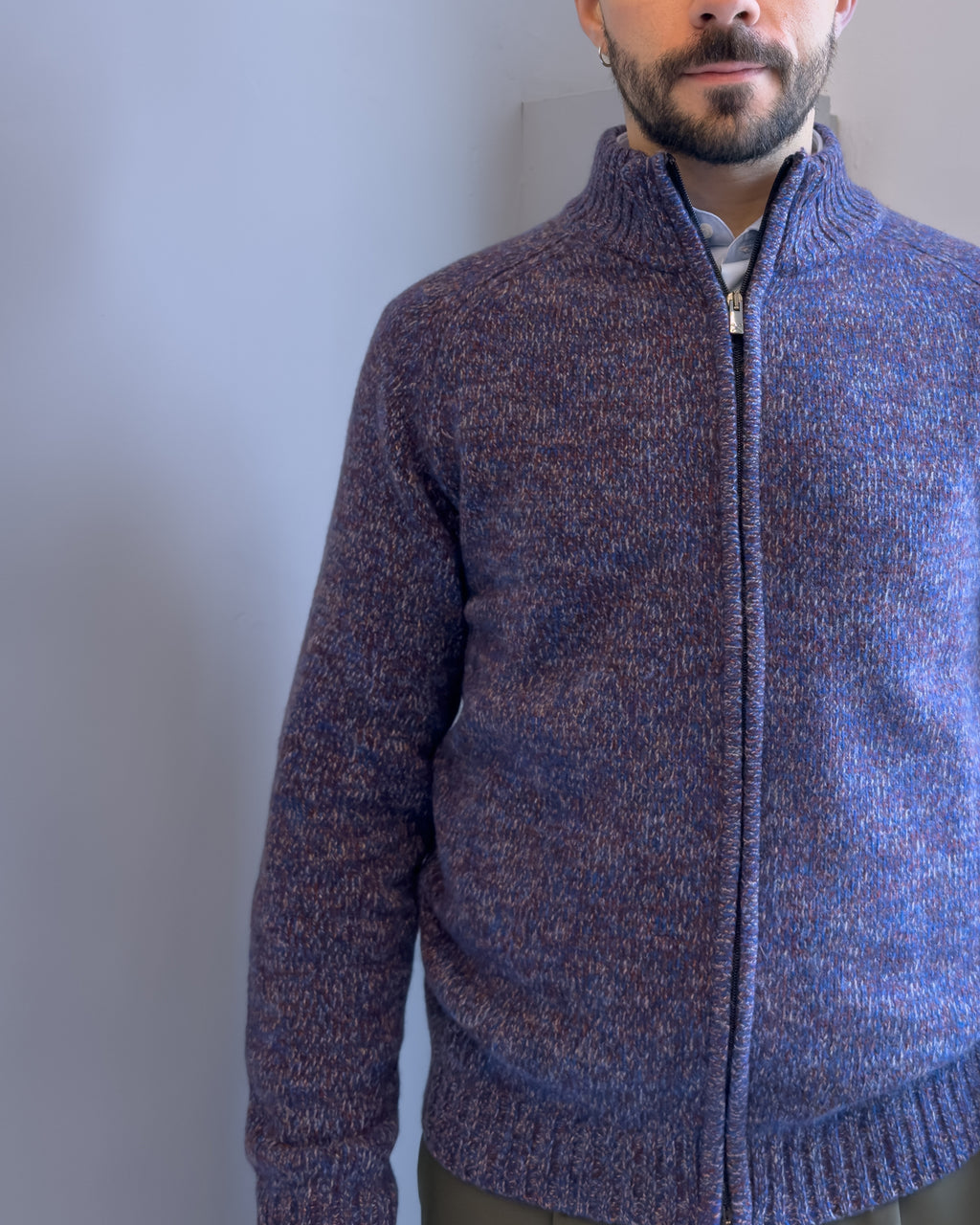 Cardigan Sheffield con zip melange vestibilità regular VIOLA