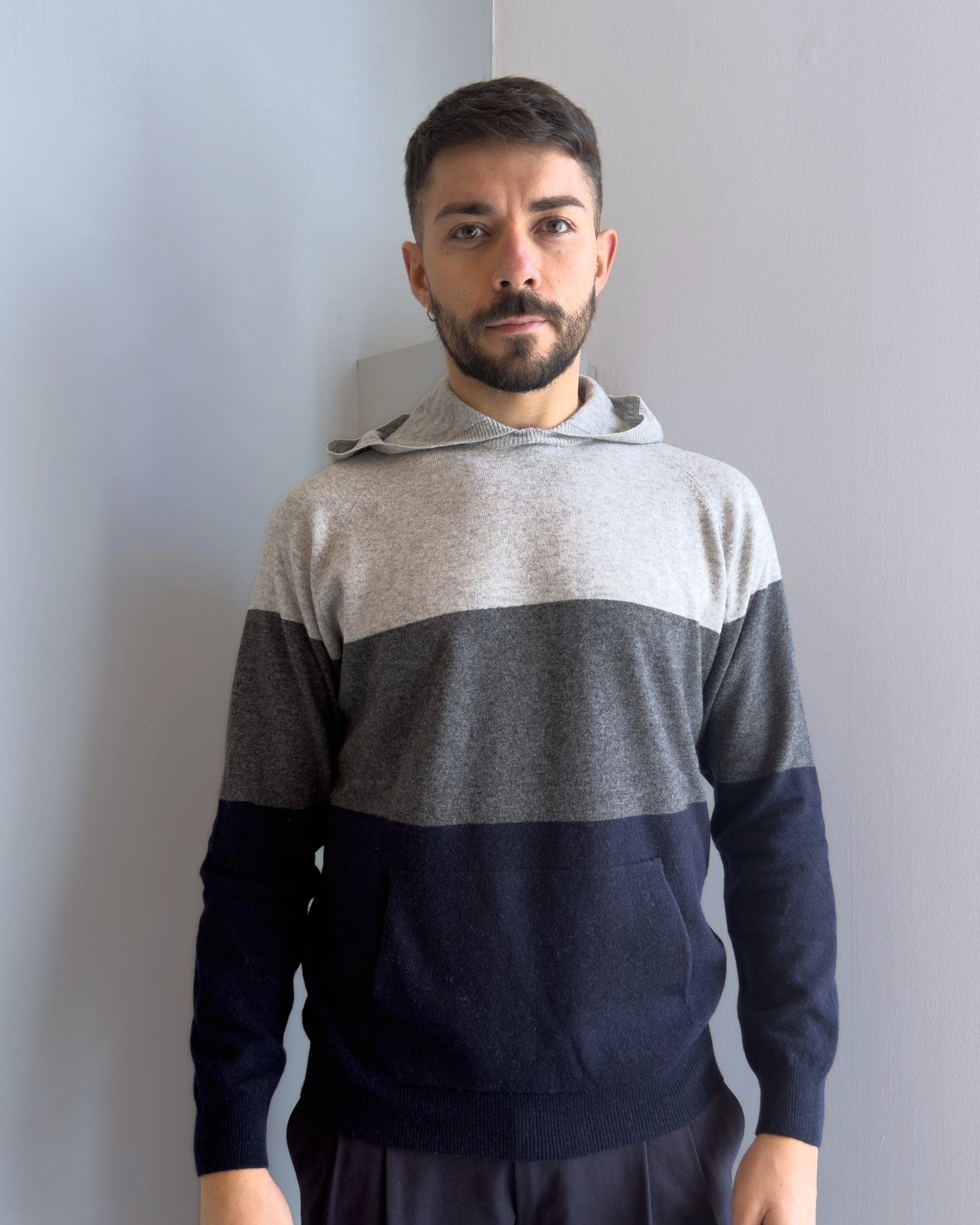 Maglia Gelo con cappuccio vestibilità regular misto lana GRIGIO