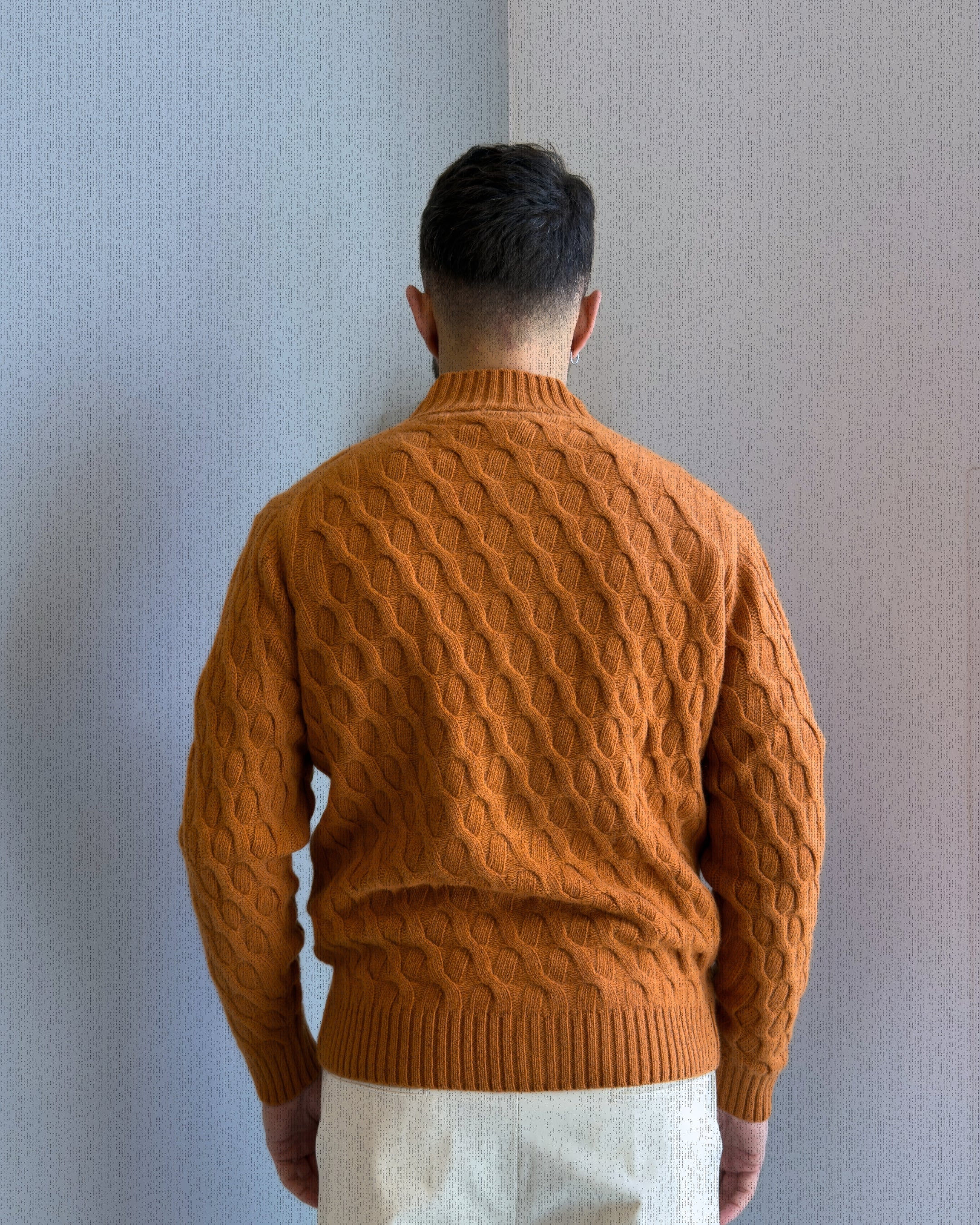 Cardigan  Boras a trecce con collo alta lana & cashmere vestbilità regular ARANCIO