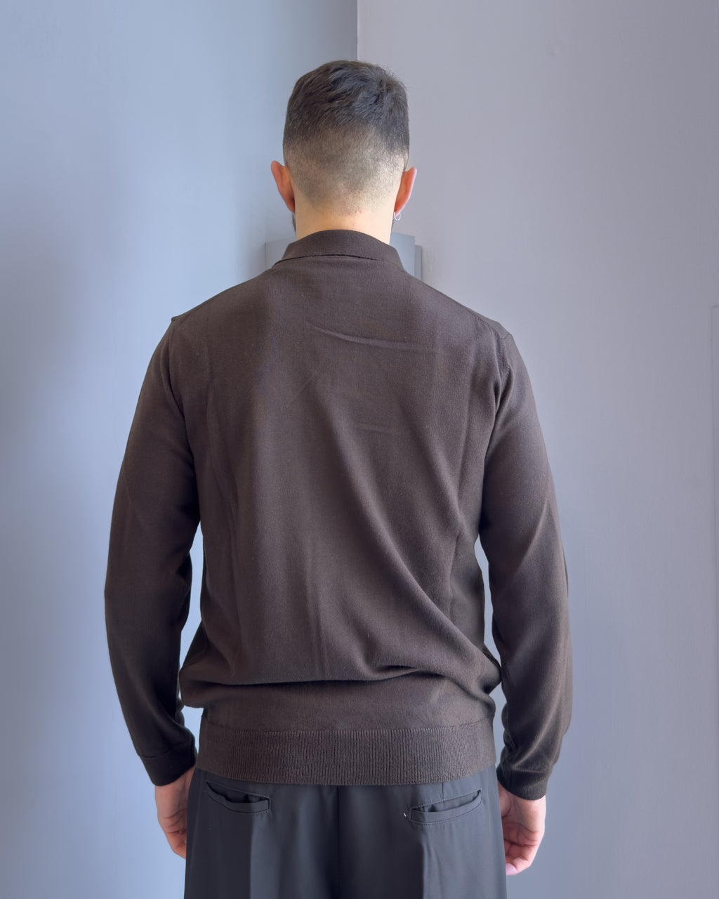 Polo Bari in lana merino vestibilità regular MORO