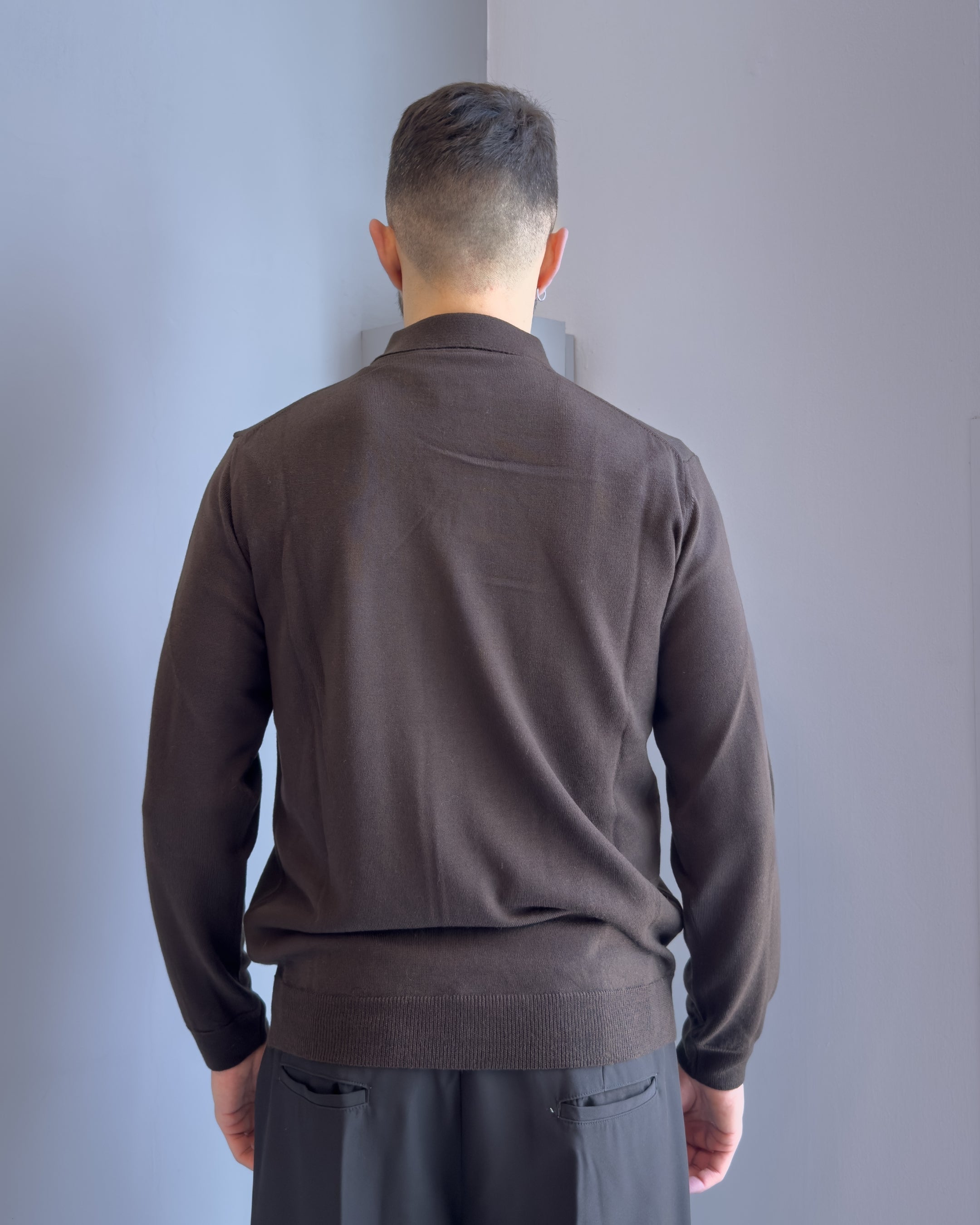 Polo Bari in lana merino vestibilità regular MORO