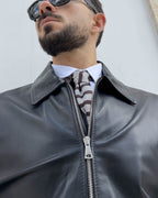 Giubbino Chelsea in pelle vegetale con zip vestibilità regular NERO