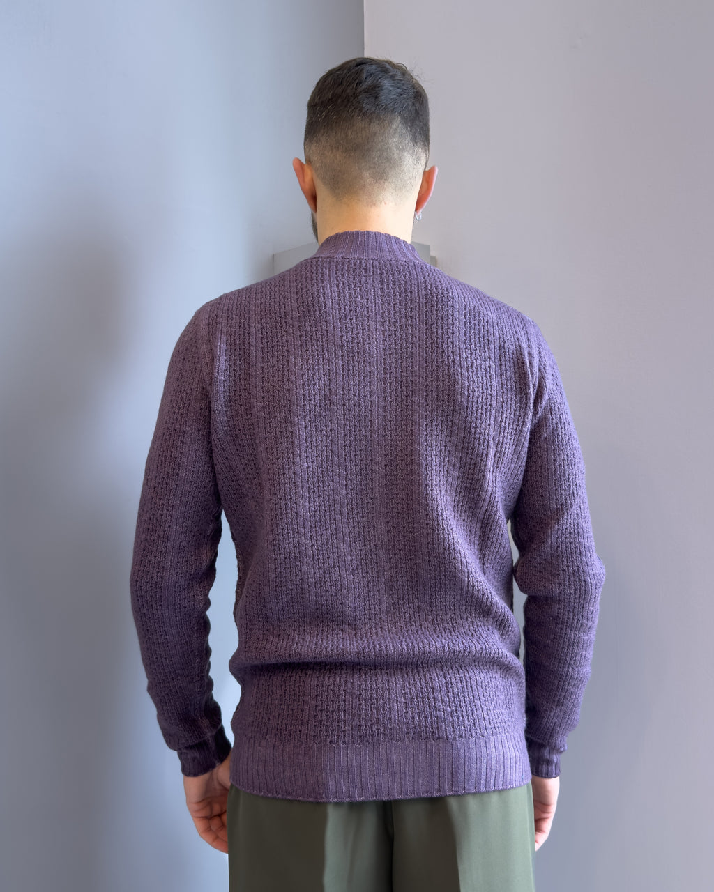 Cardigan Linz in lana merinos  con cerniera vestibilità regular VIOLA