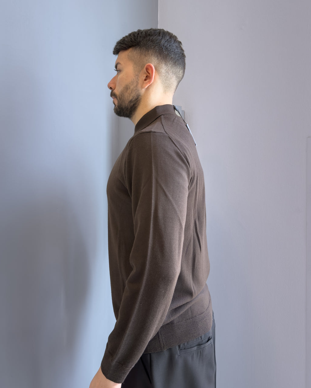 Polo Bari in lana merino vestibilità regular MORO