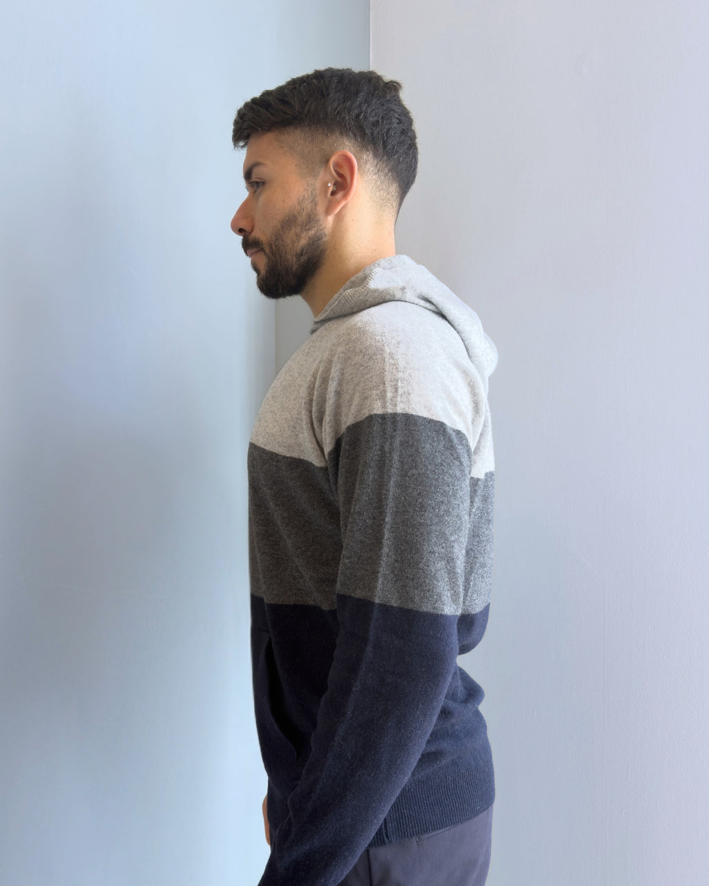 Maglia Gelo con cappuccio vestibilità regular misto lana GRIGIO