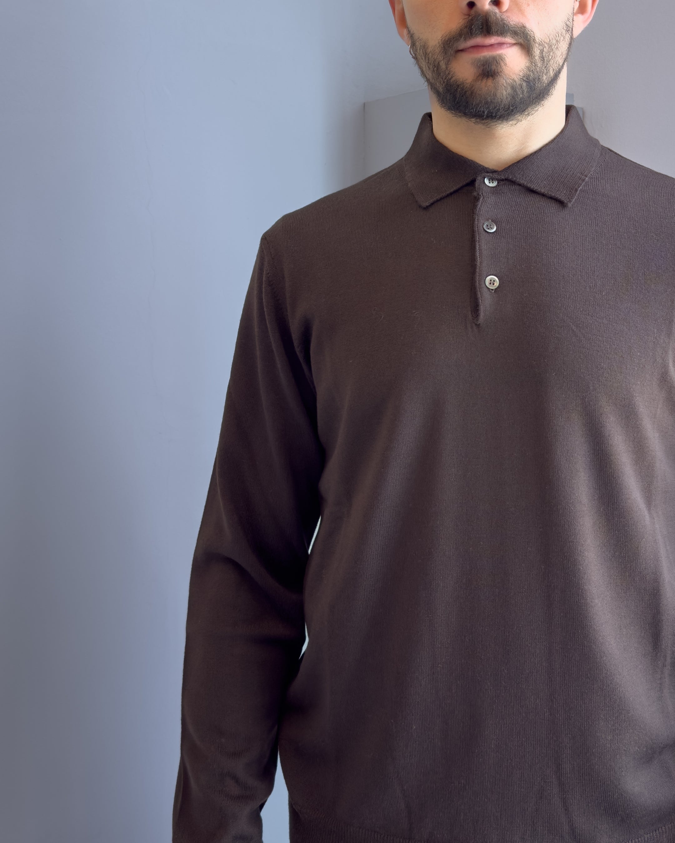 Polo Bari in lana merino vestibilità regular MORO