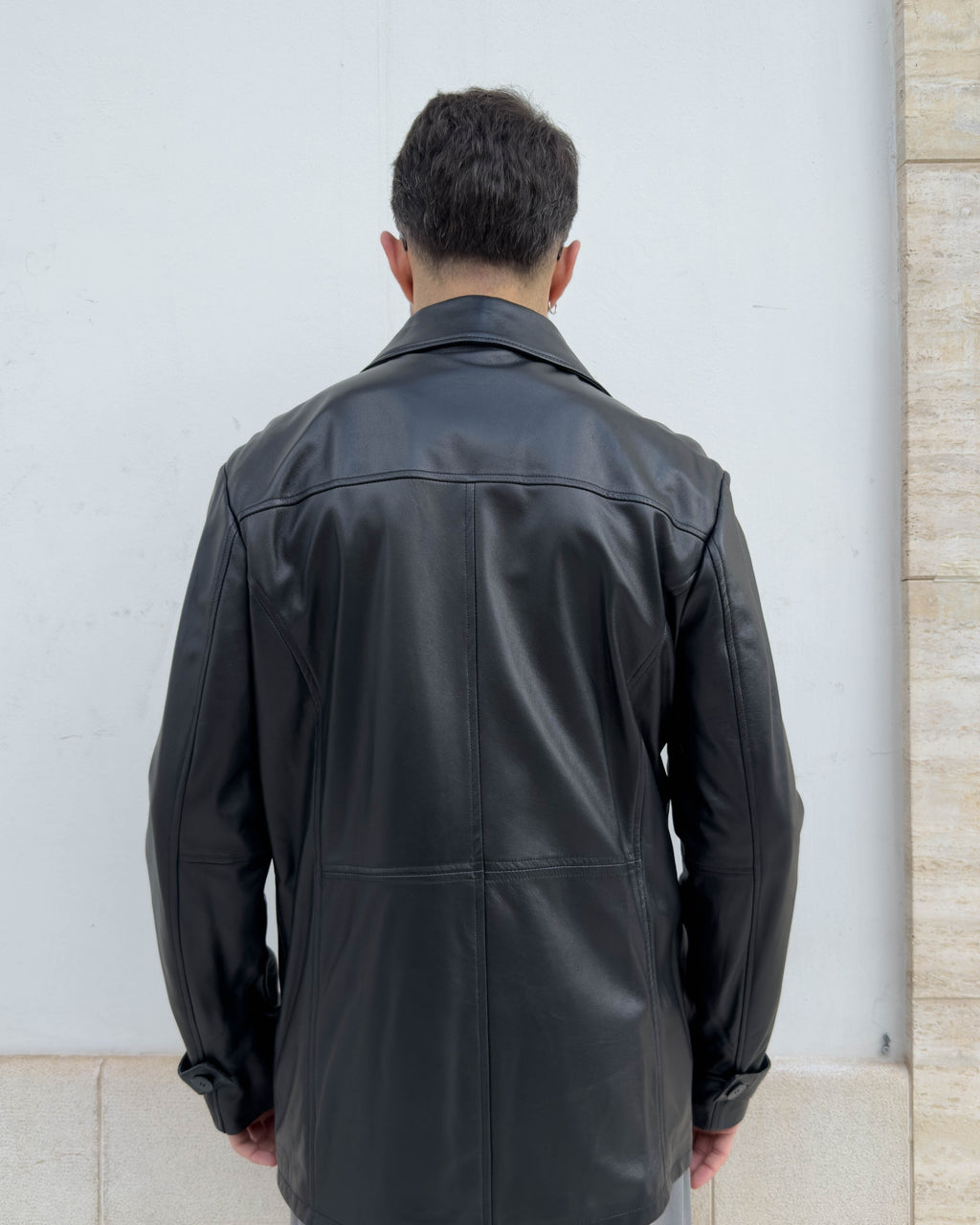 Giacca Mayfair doppio petto in pelle vegetale vestibilità regular NERO