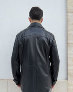 Giacca Mayfair doppio petto in pelle vegetale vestibilità regular NERO