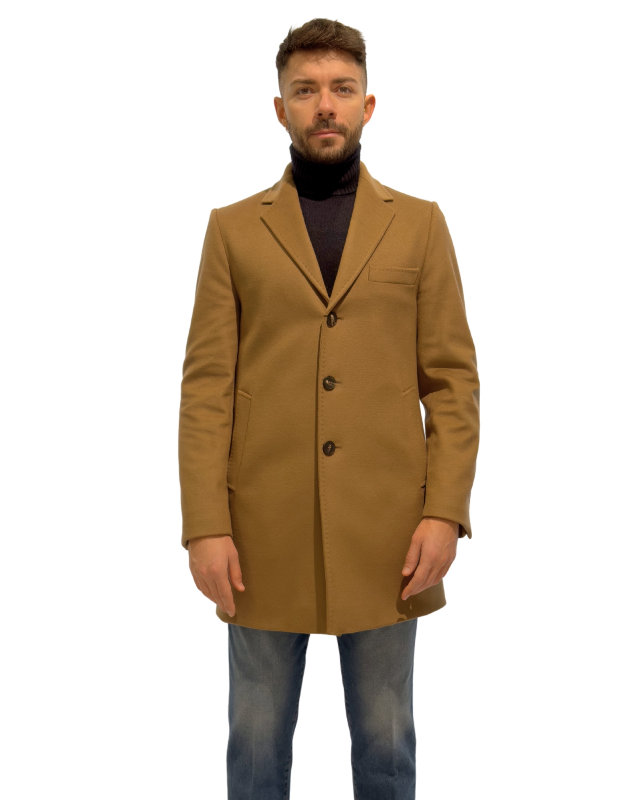 Cappotto Scozia baronetto in lana & cashmere vestibilità regular CAMEL