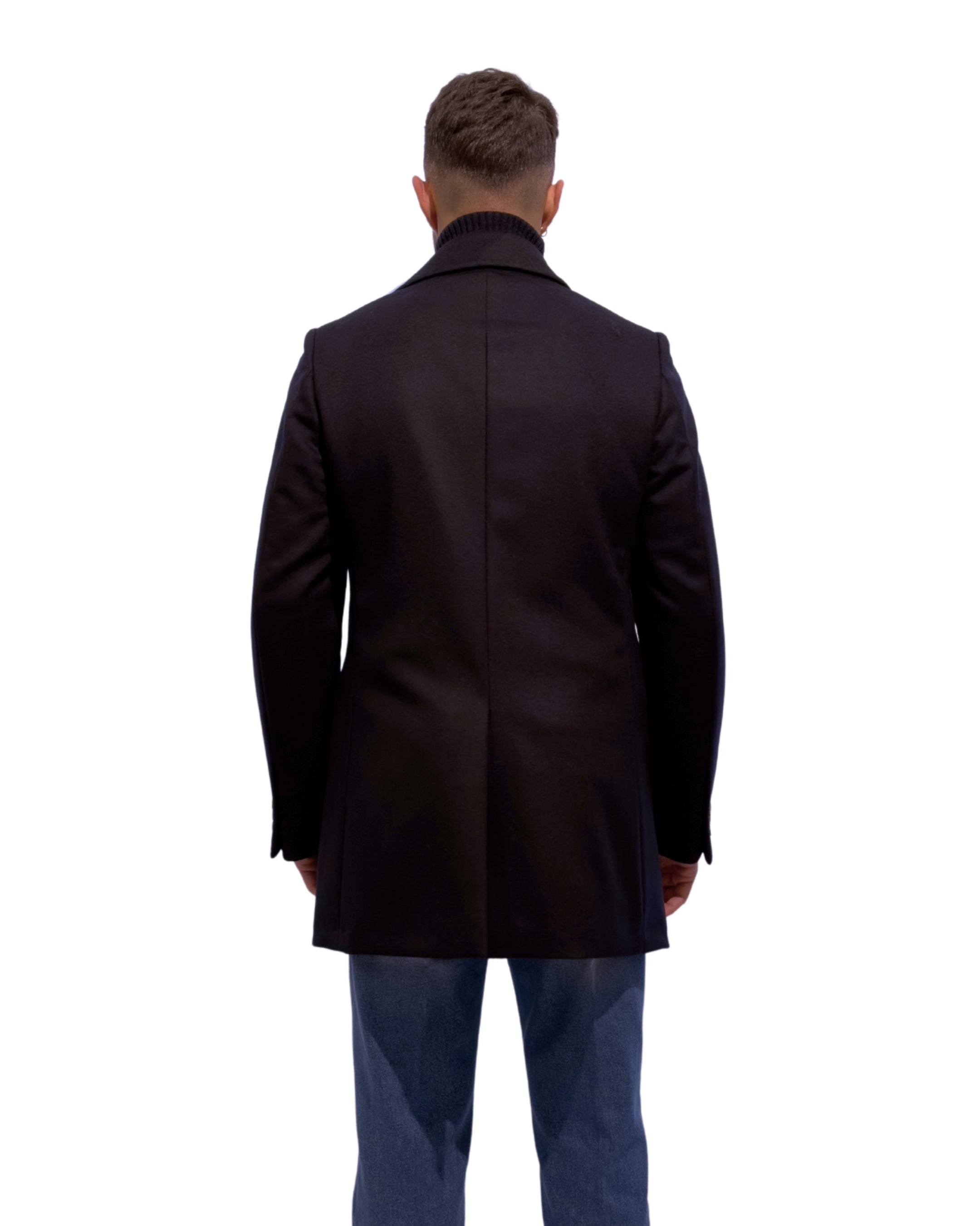 Cappotto uomo Danimarca lana & cashmere collo camicia vestibilità regular BLU NOTTE