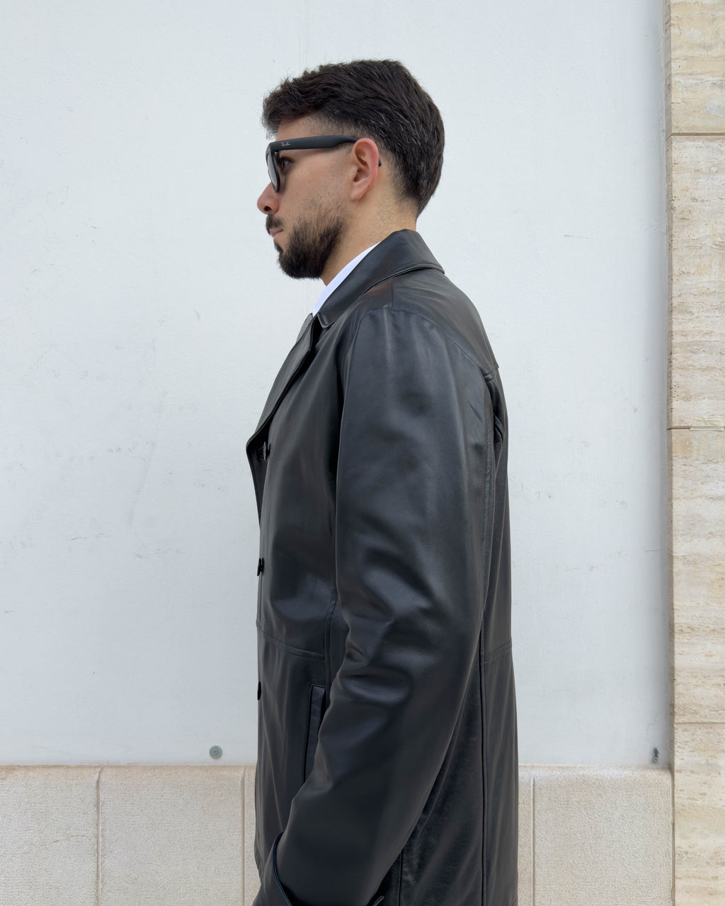 Giacca Mayfair doppio petto in pelle vegetale vestibilità regular NERO