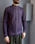 Cardigan Linz in lana merinos  con cerniera vestibilità regular VIOLA