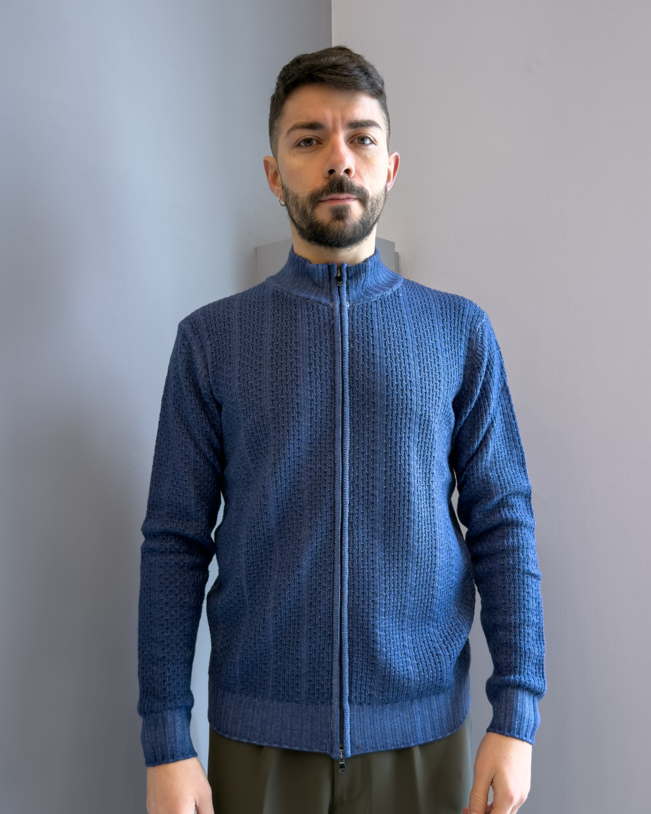 Cardigan Linz in lana merinos  con cerniera vestibilità regular JEANS