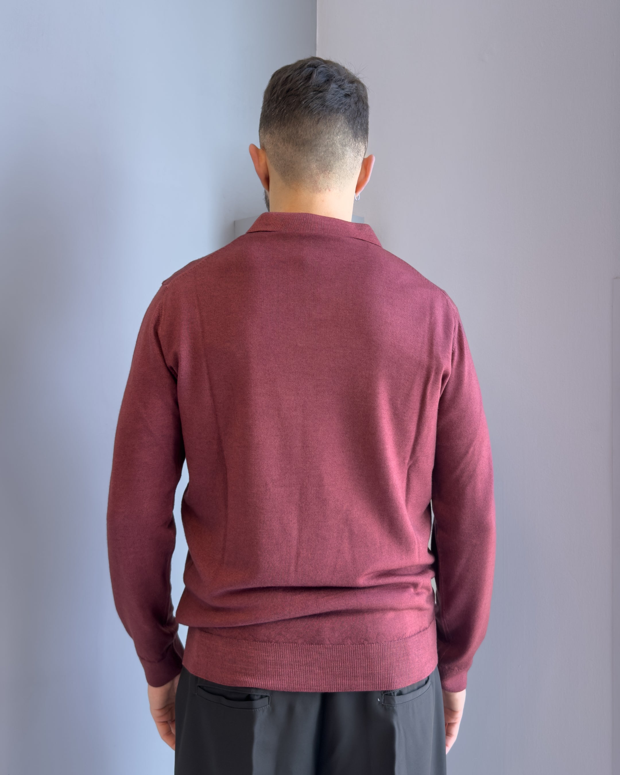 Polo Derby lana merinos acidata vestibilità regular BORDEAUX