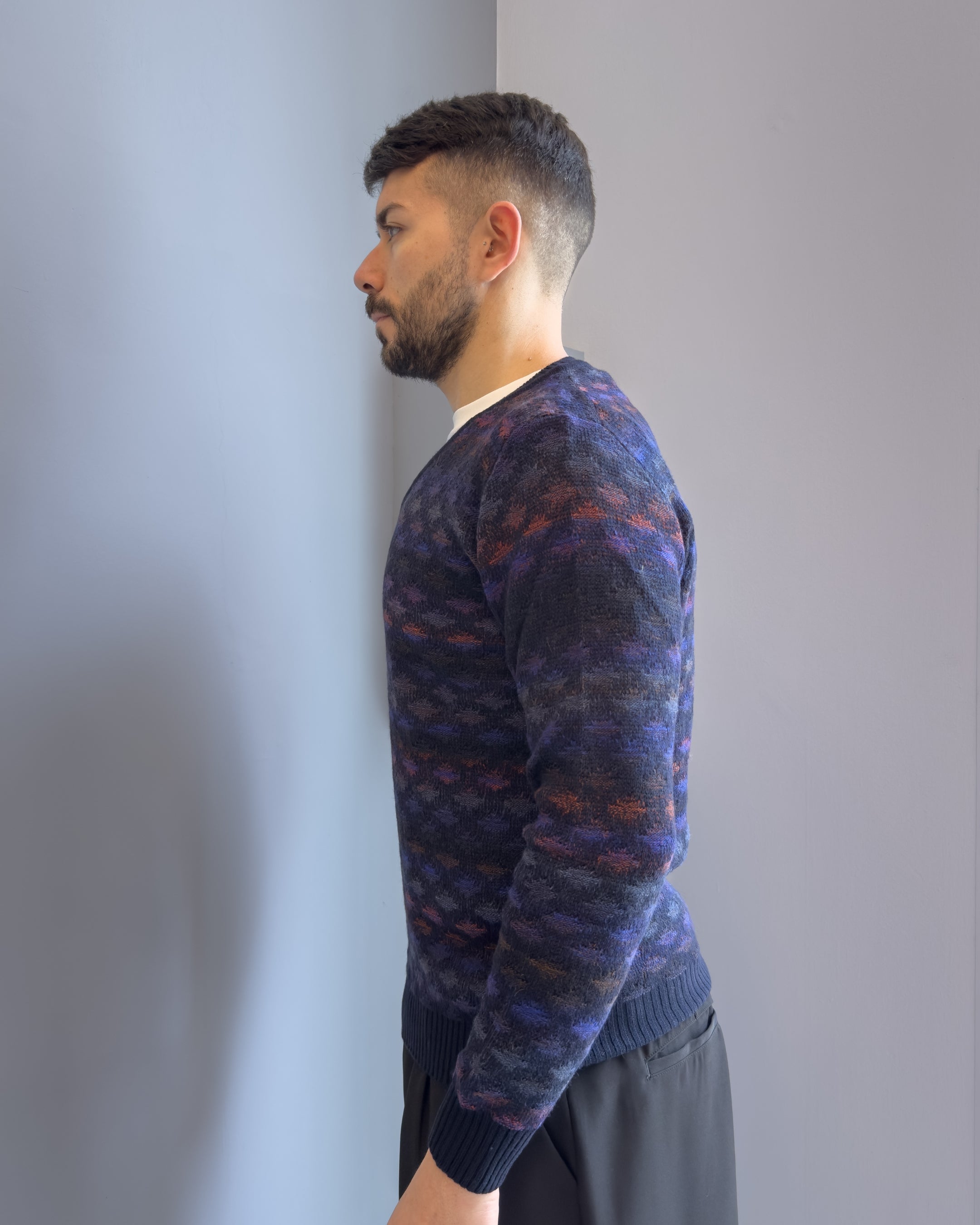 Magia Glave scollo V o in lana & alpaca vestibilità regular BLU