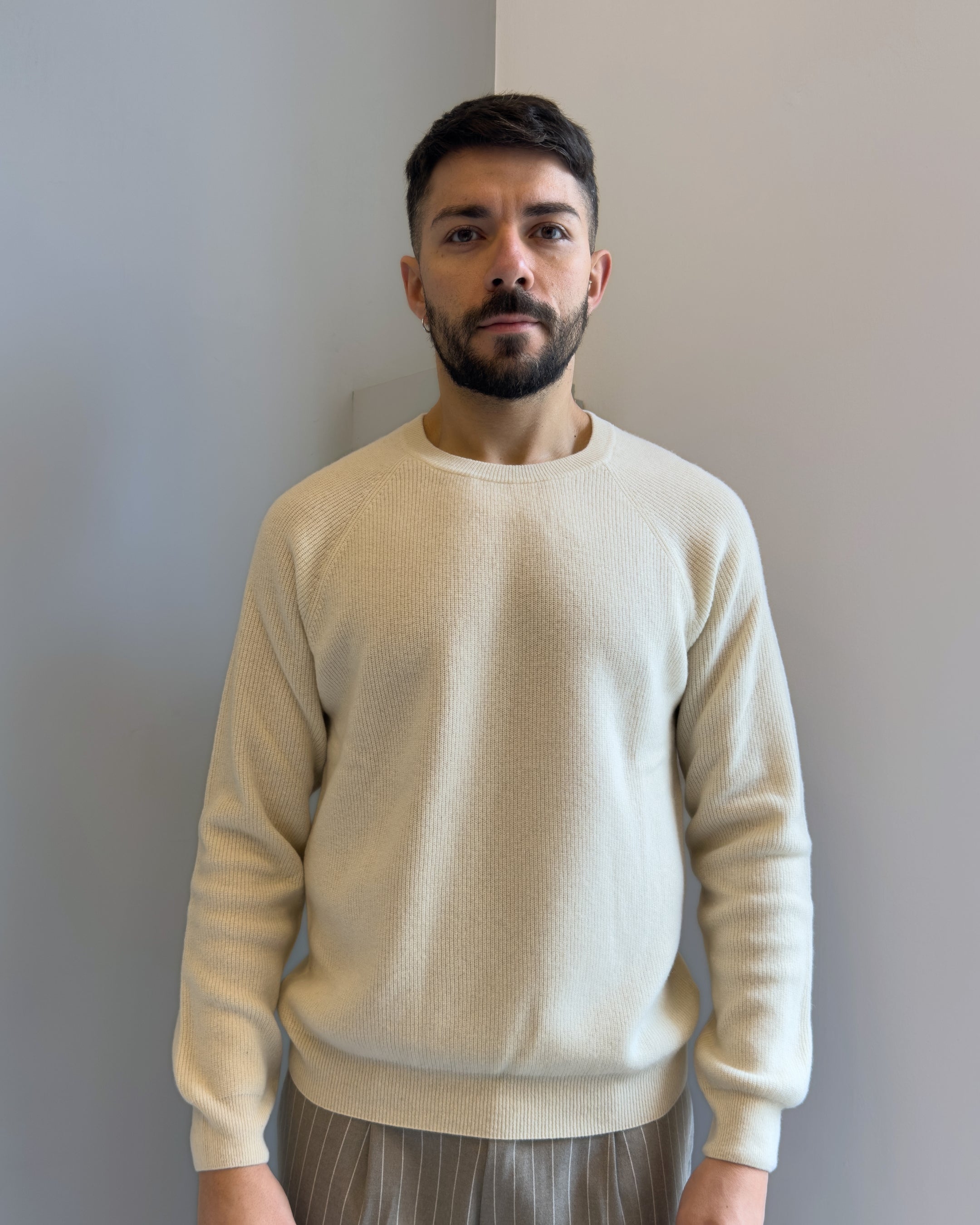 Maglia Lincoln girocollo perlato lana & cashmere vestibilità regular AVORIO