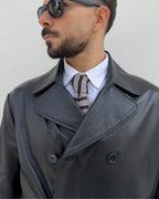 Giacca Mayfair doppio petto in pelle vegetale vestibilità regular NERO