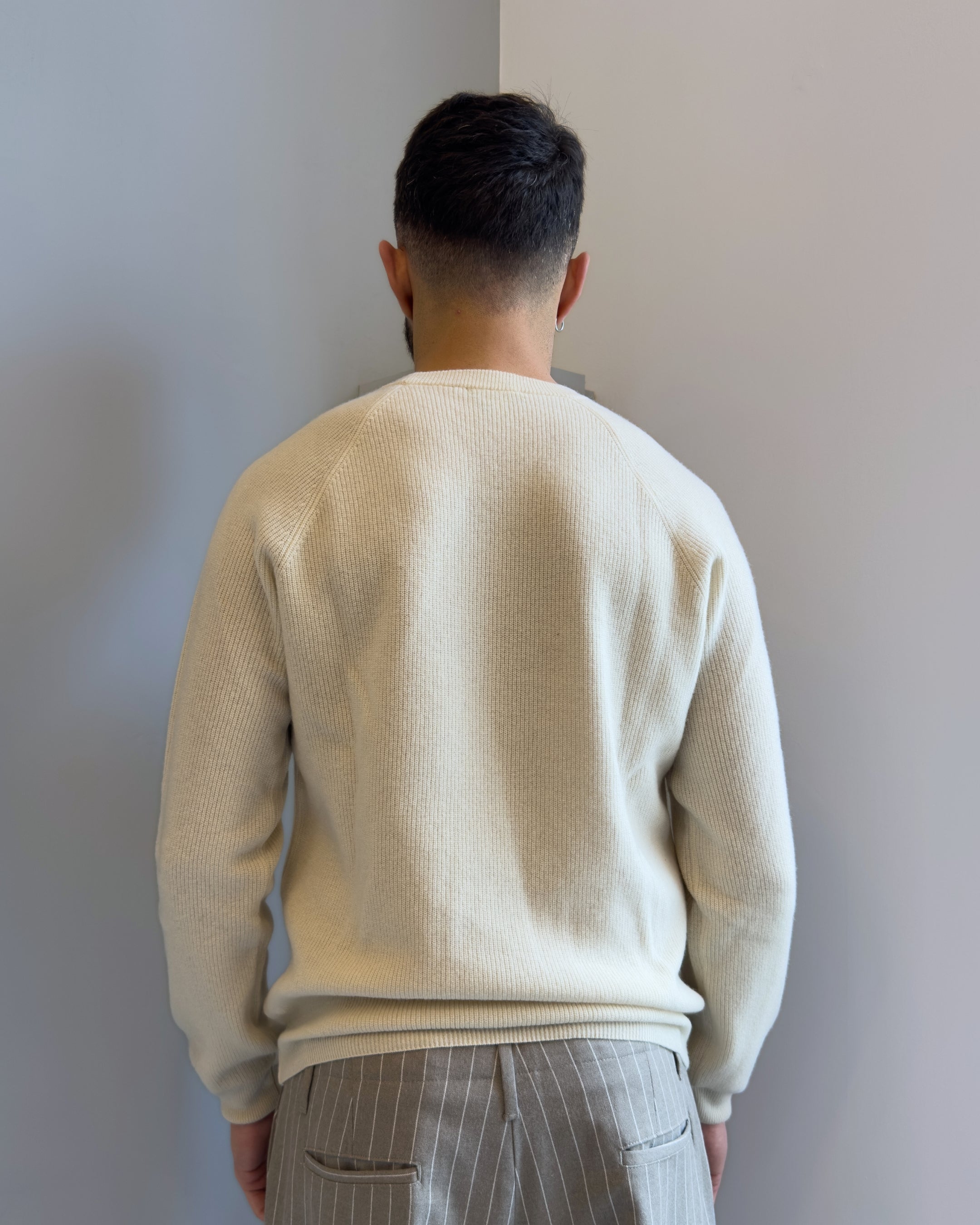 Maglia Lincoln girocollo perlato lana & cashmere vestibilità regular AVORIO