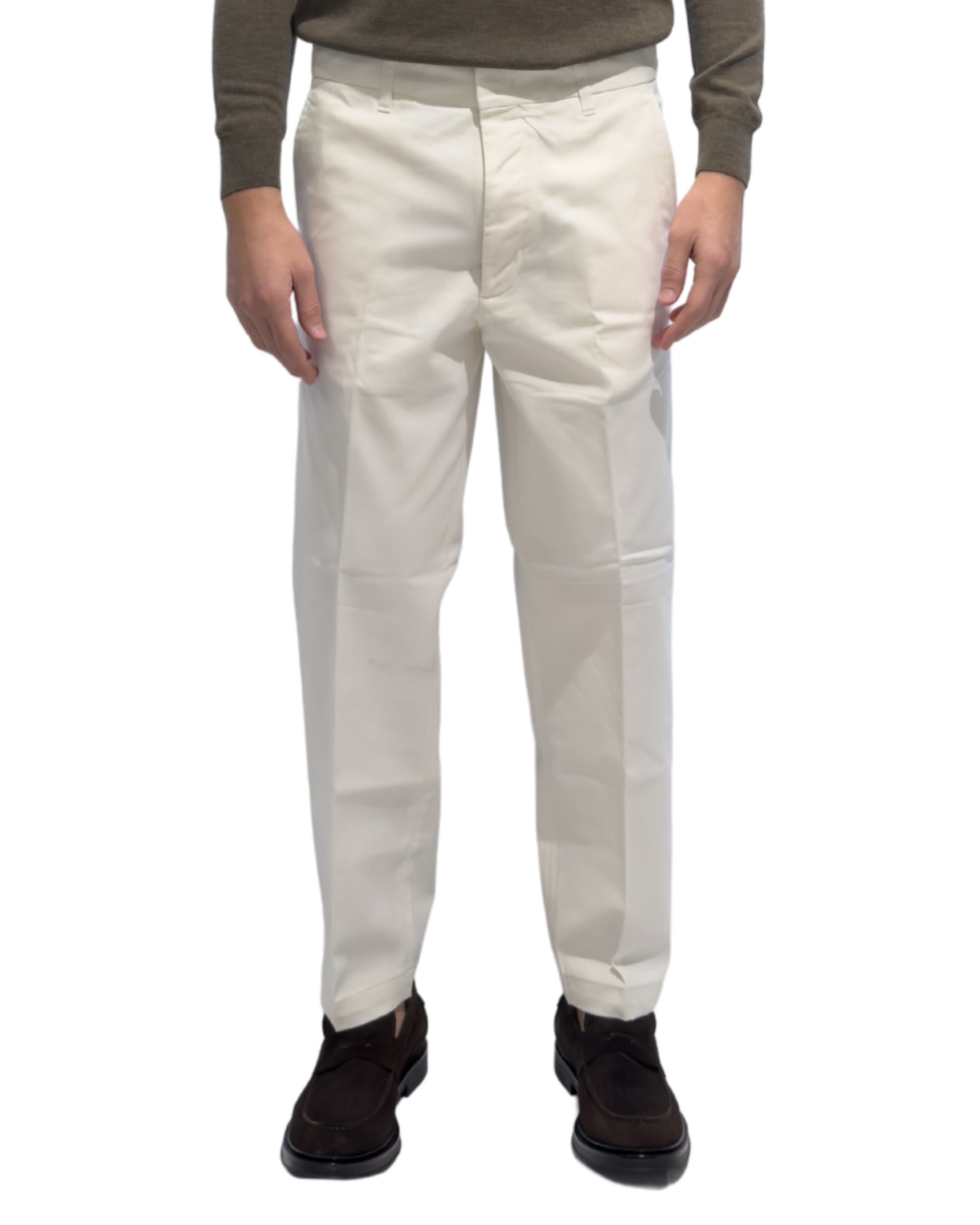 Pantalone Pescara pancia piatta gamba diritta  in gabardina BIANCO