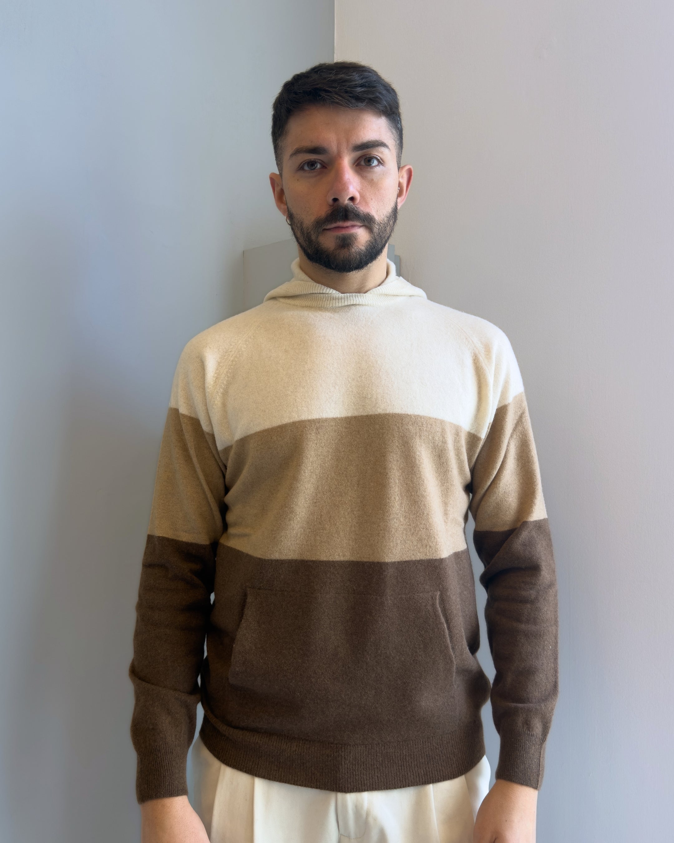 Maglia Gelo con cappuccio vestibilità regular misto lana BEIGE