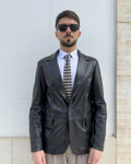 Giacca in pelle vegetale Andrea vestibilità regular NERO