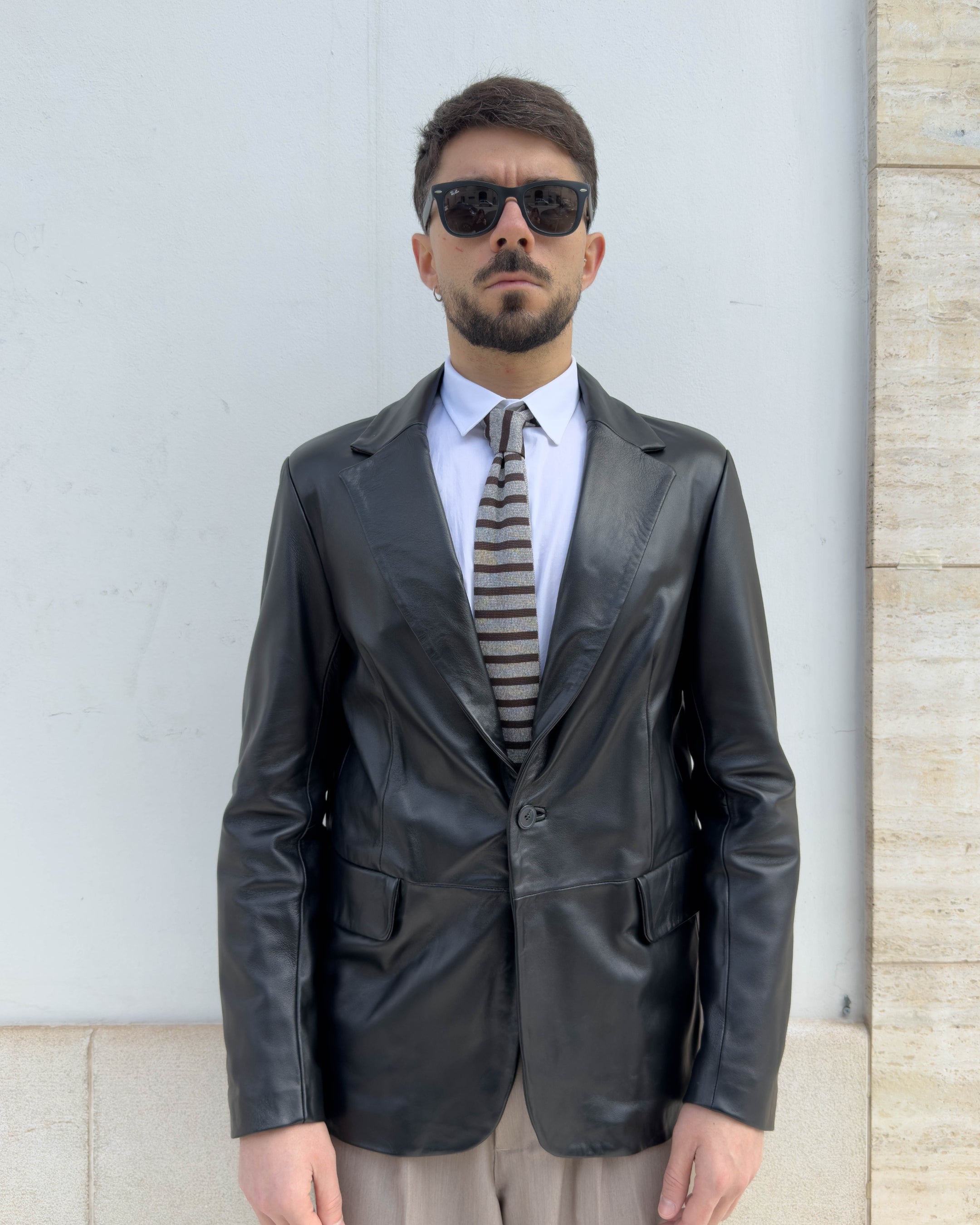 Giacca in pelle vegetale Andrea vestibilità regular NERO