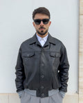 Giubbino Soho in pelle vegetale, vestibilità over NERO