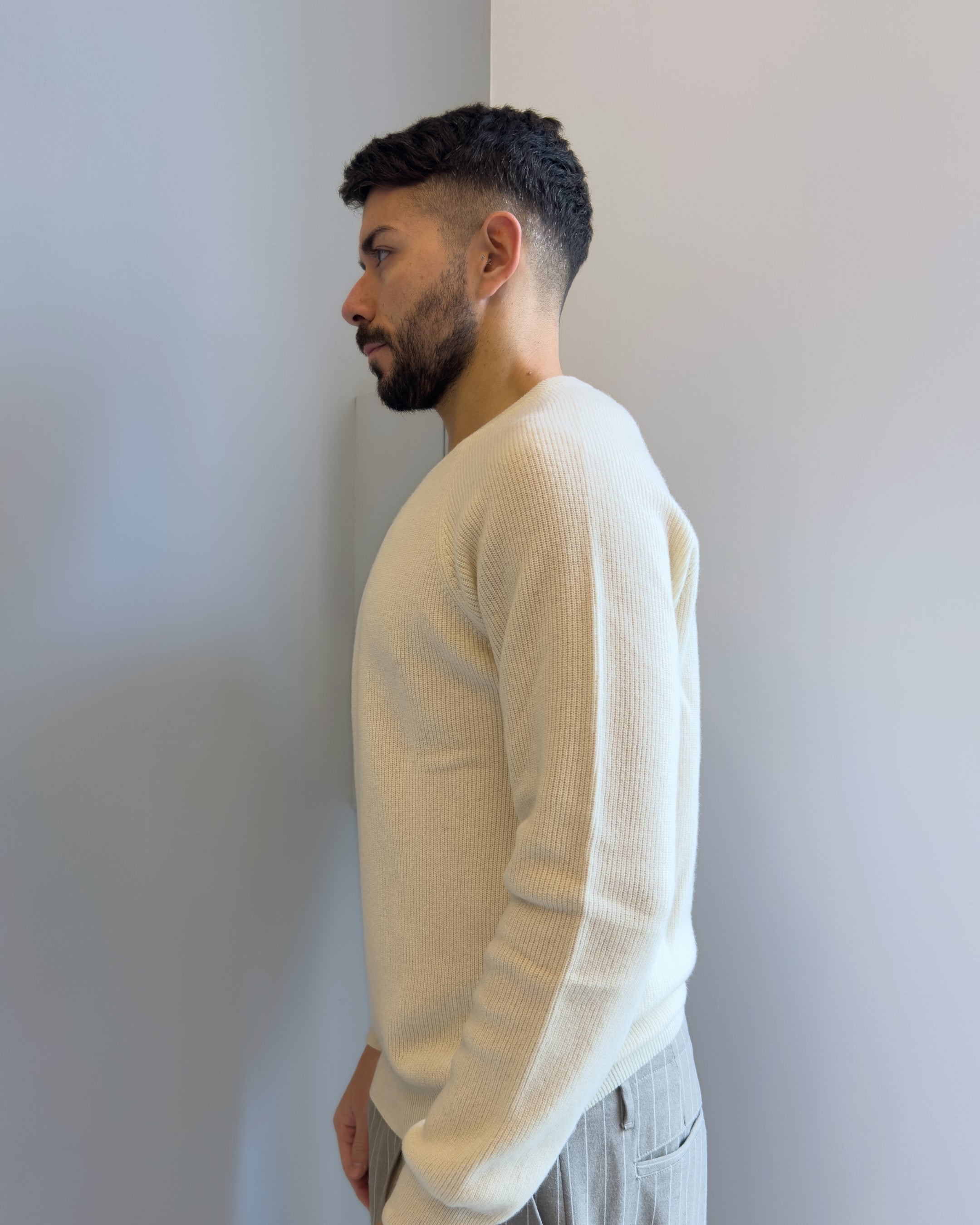 Maglia Lincoln girocollo perlato lana & cashmere vestibilità regular AVORIO