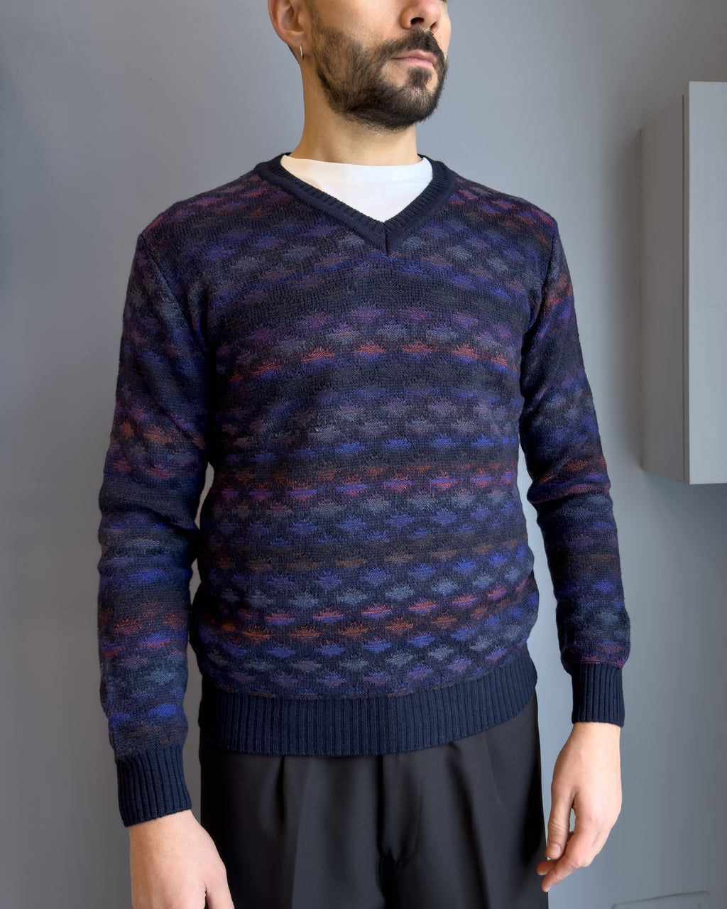 Magia Glave scollo V o in lana & alpaca vestibilità regular BLU