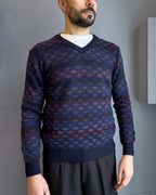 Magia Glave scollo V o in lana & alpaca vestibilità regular BLU