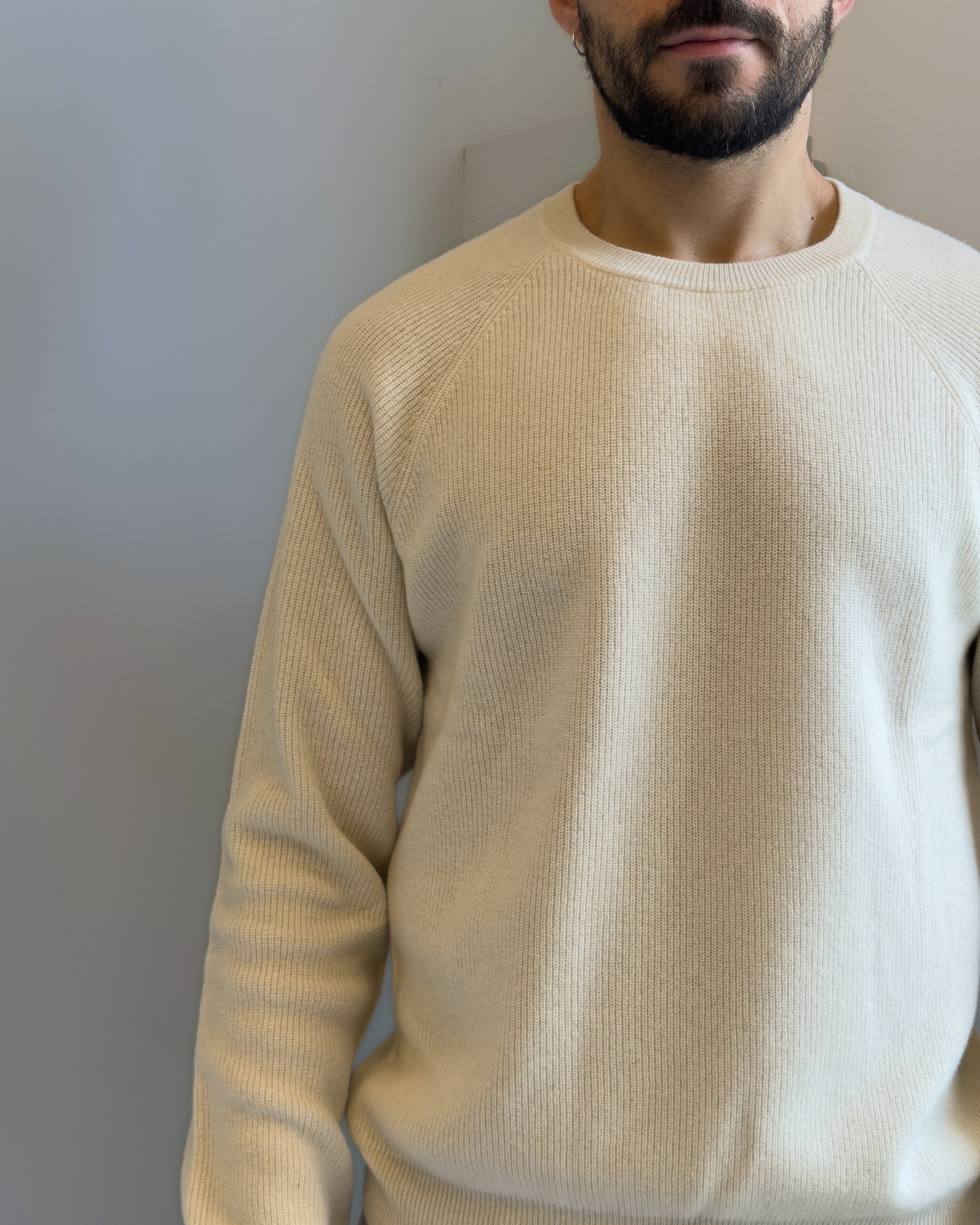 Maglia Lincoln girocollo perlato lana & cashmere vestibilità regular AVORIO