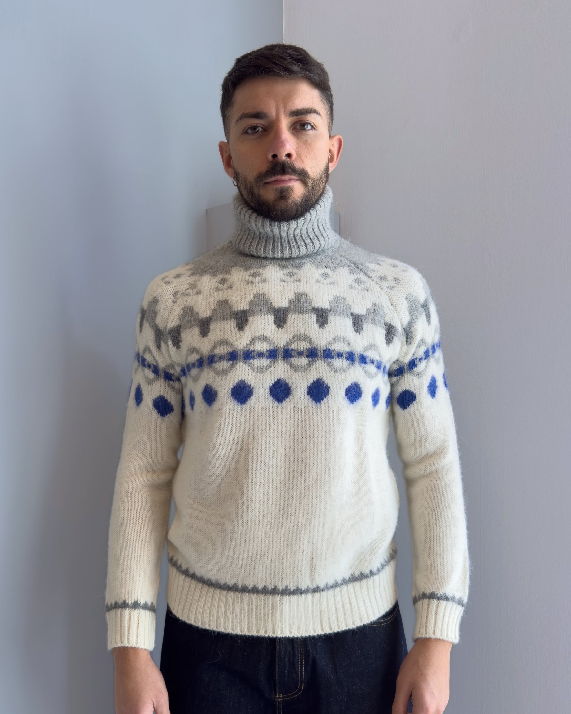 Dolcevita Flam fantasia da montagna collo a coste lana & alpaca vestibilità regular PANNA