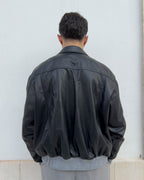 Giubbino Soho in pelle vegetale, vestibilità over NERO
