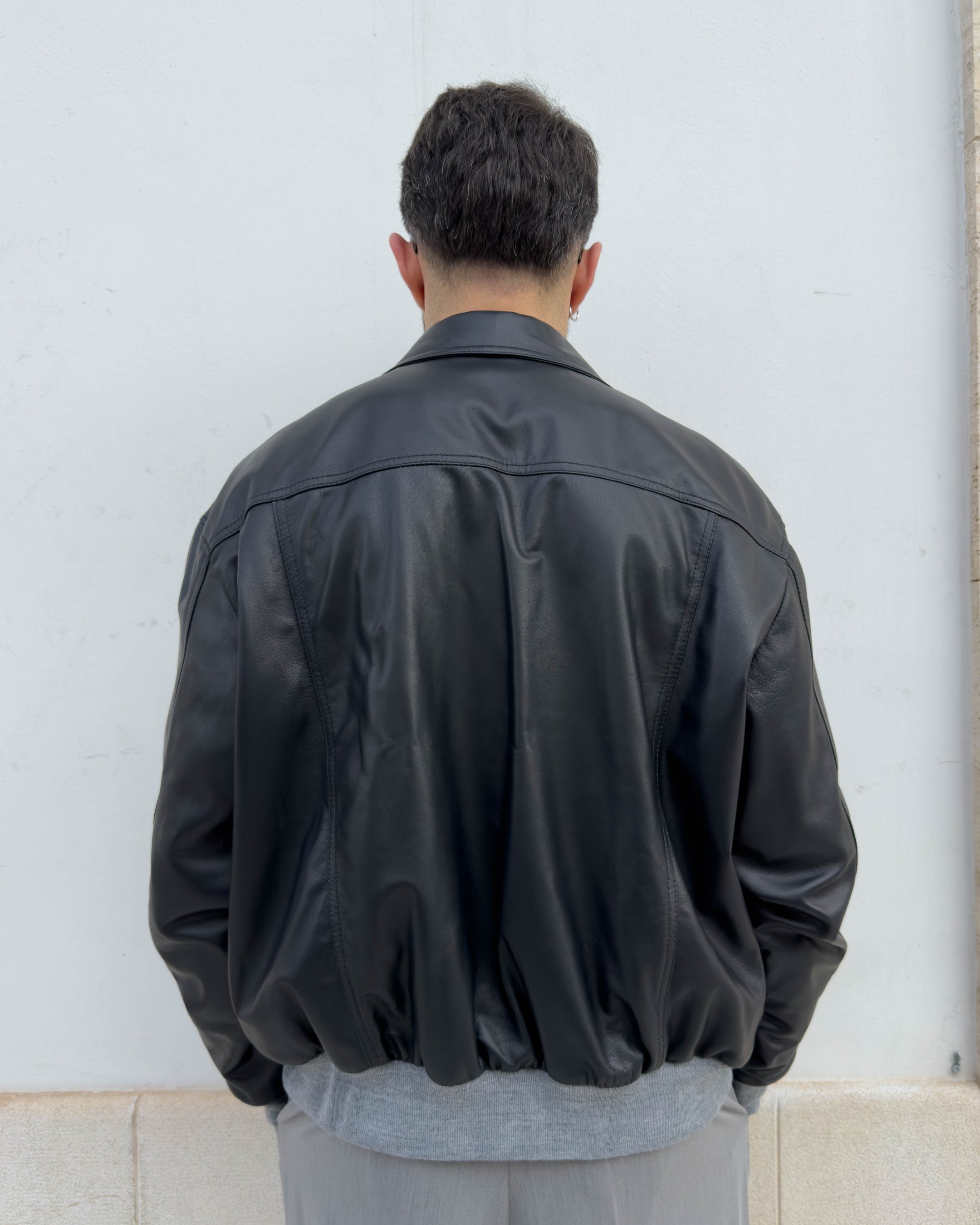 Giubbino Soho in pelle vegetale, vestibilità over NERO