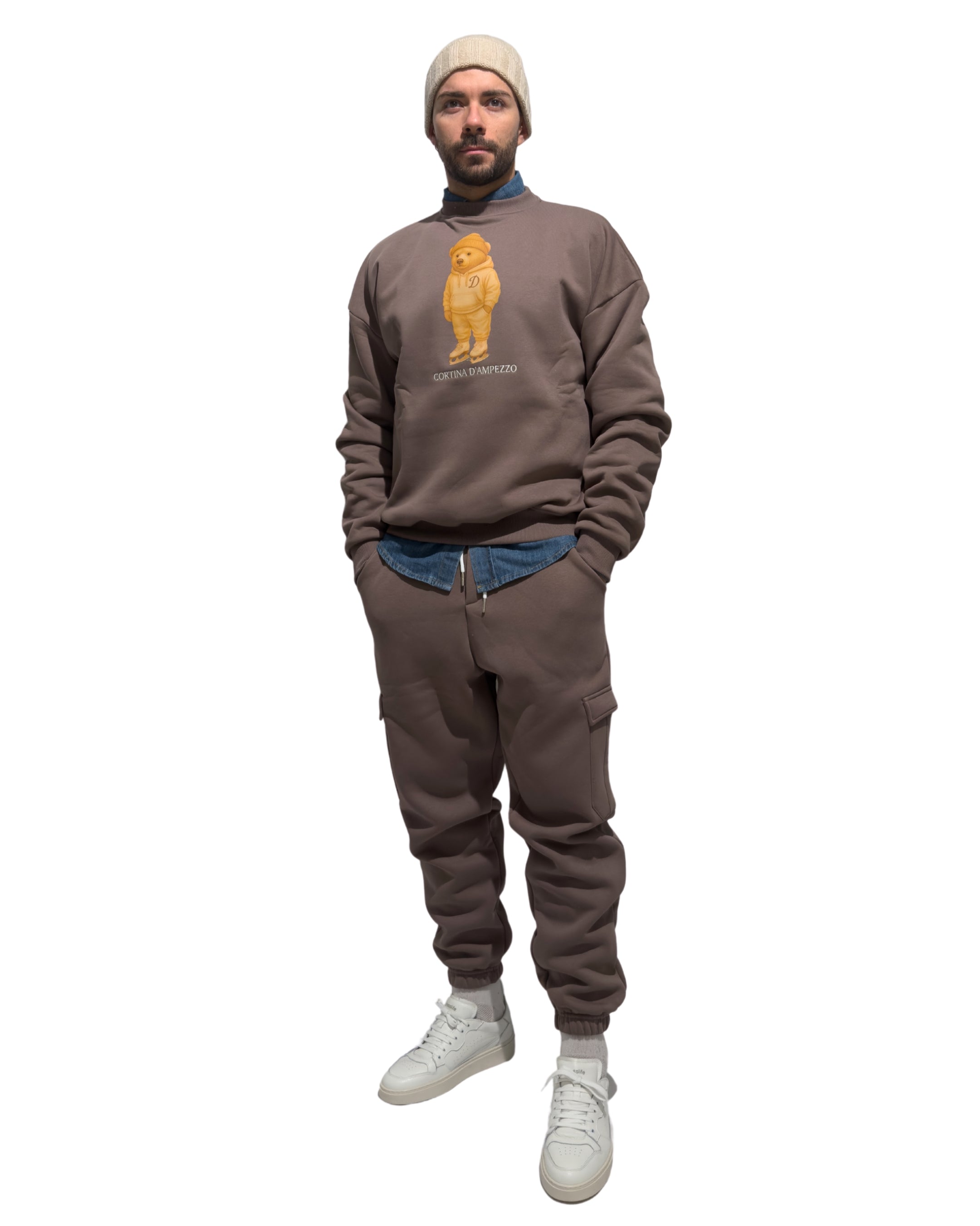 Tuta Cortina D'Ampezzo girocollo con pantalone tasconato edizione limitata MARRONE