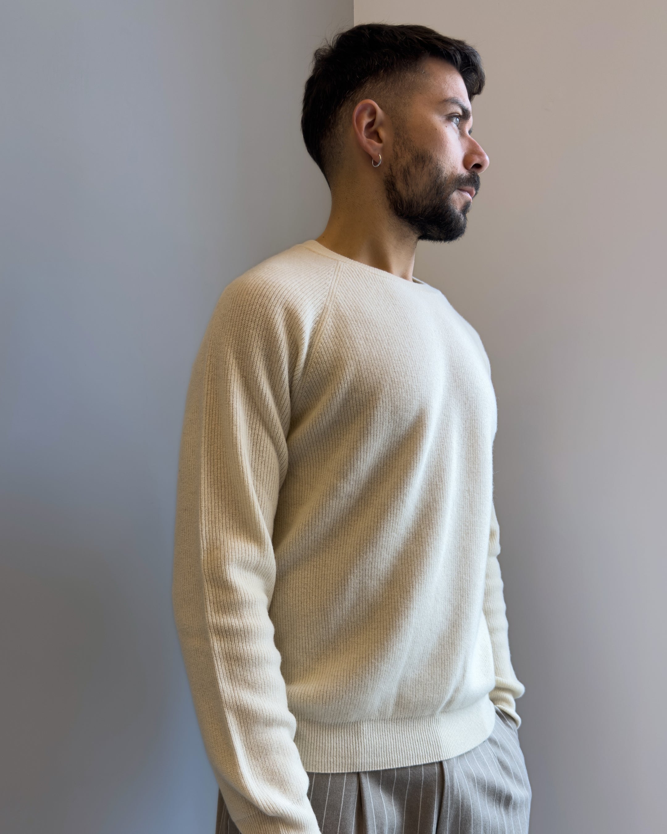 Maglia Lincoln girocollo perlato lana & cashmere vestibilità regular AVORIO