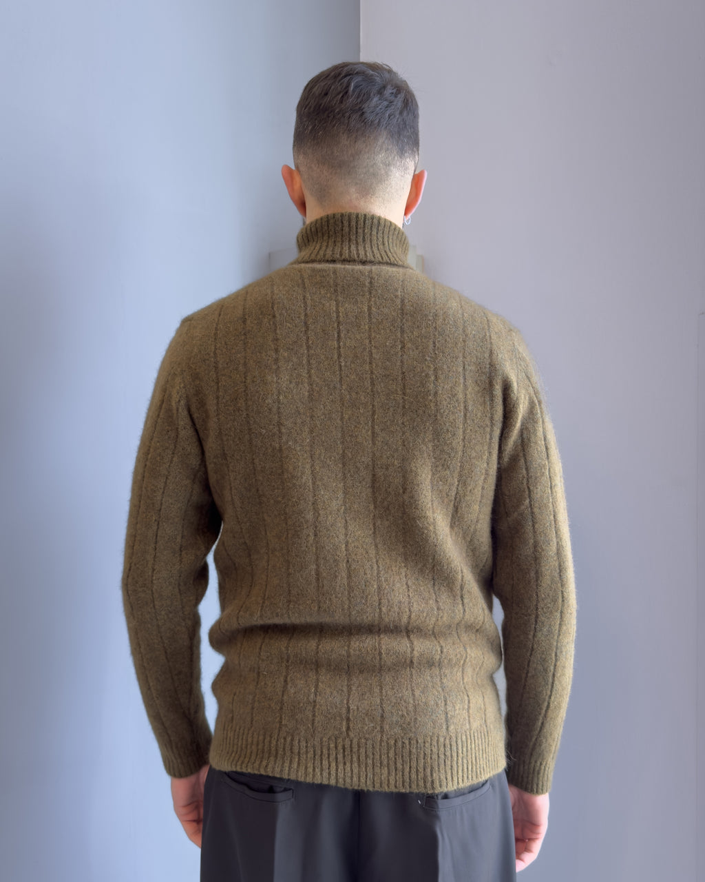 Maglia Oslo collo alta lana & alpaca vestibilità regular VERDE