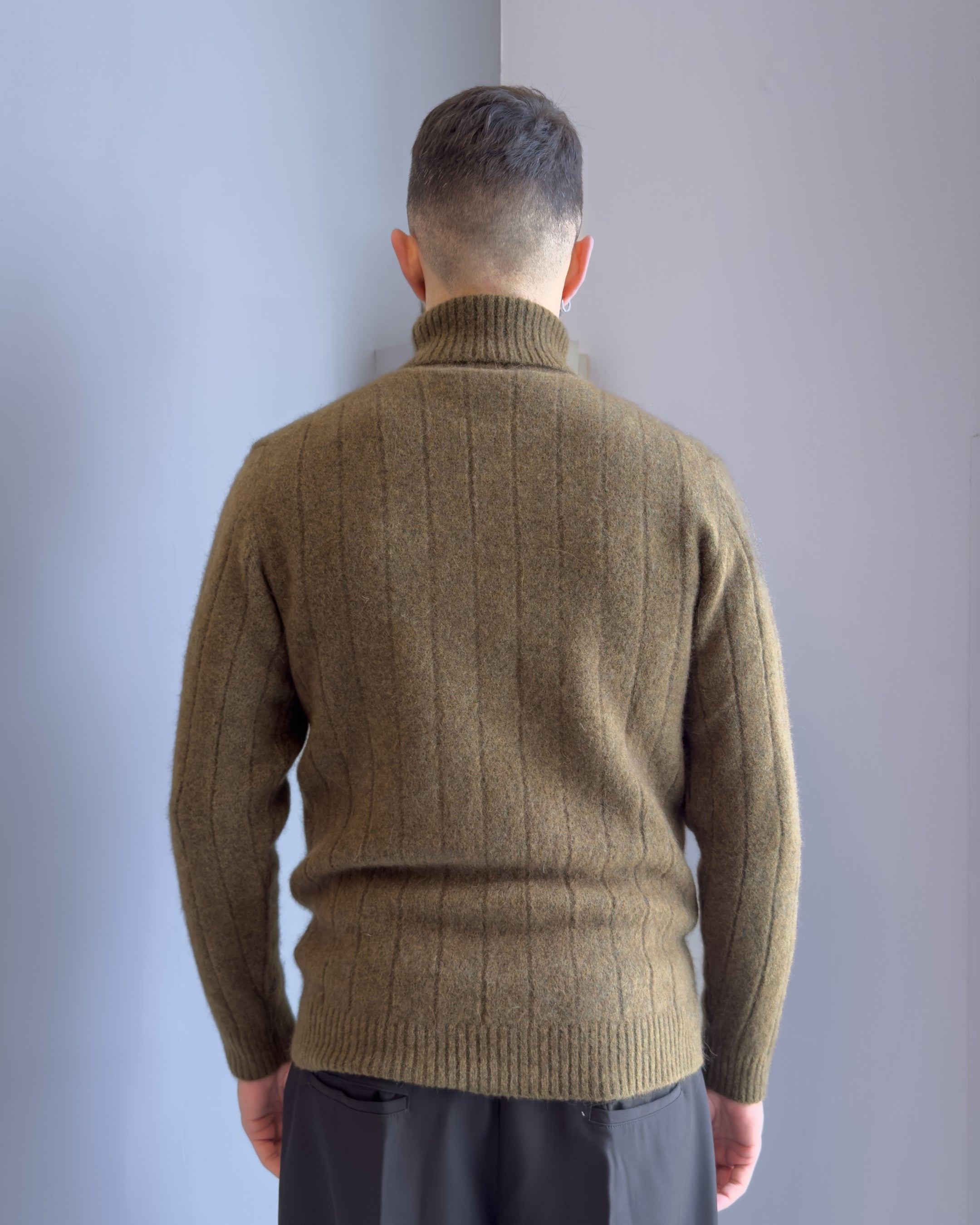 Maglia Oslo collo alta lana & alpaca vestibilità regular VERDE