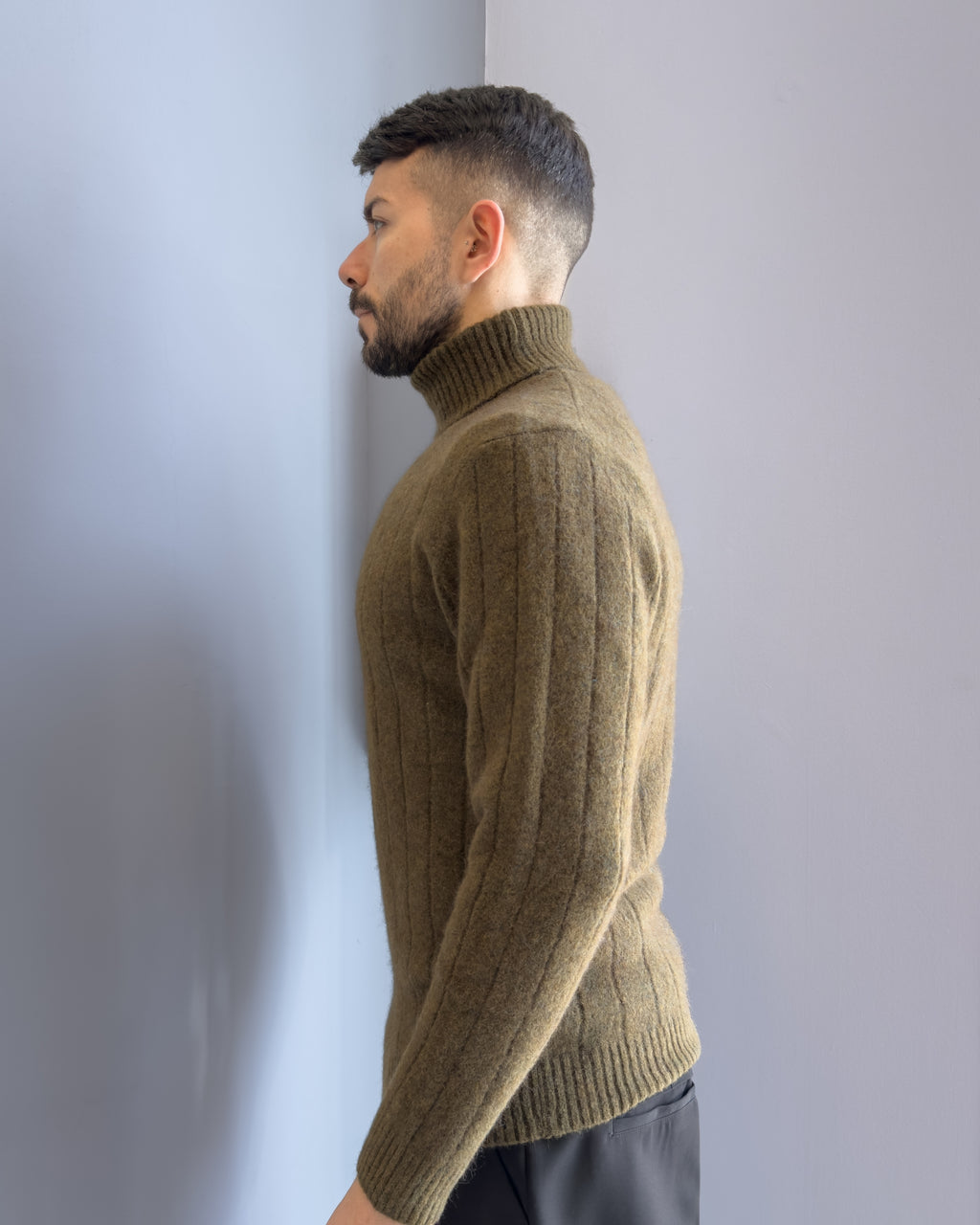 Maglia Oslo collo alta lana & alpaca vestibilità regular VERDE