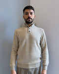 Maglia Alta a coste tre bottoni lana & cashmere vestibilità regular BEIGE