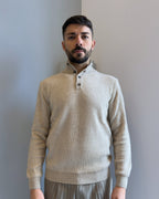 Maglia Alta a coste tre bottoni lana & cashmere vestibilità regular BEIGE