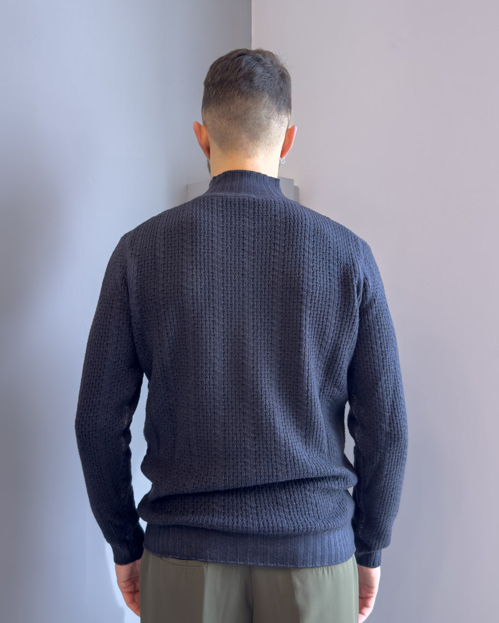 Lupetto Linz in lana merino acidata vestibilità regular BLU