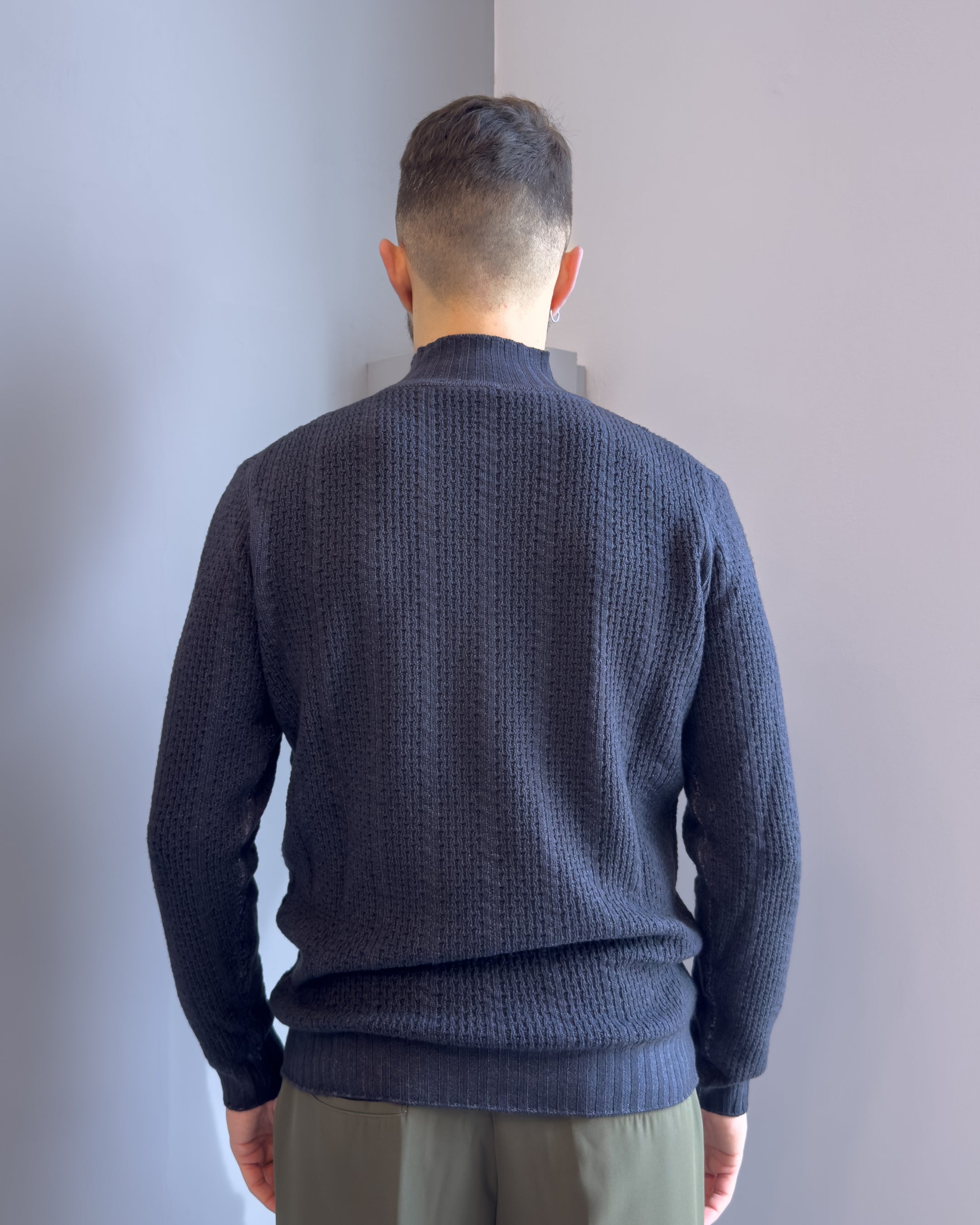 Lupetto Linz in lana merino acidata vestibilità regular BLU