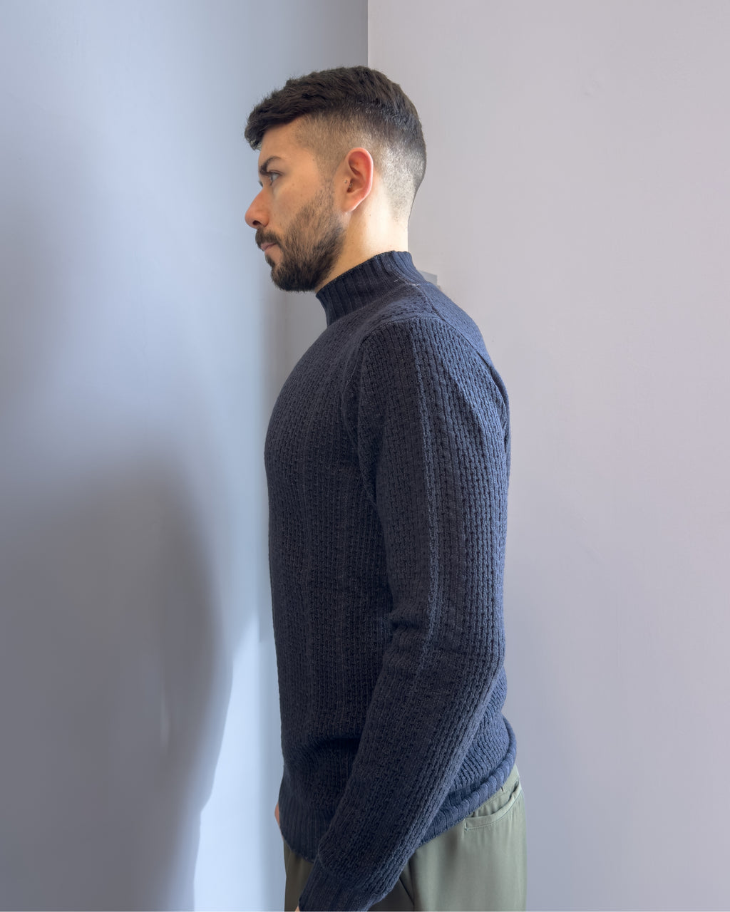 Lupetto Linz in lana merino acidata vestibilità regular BLU