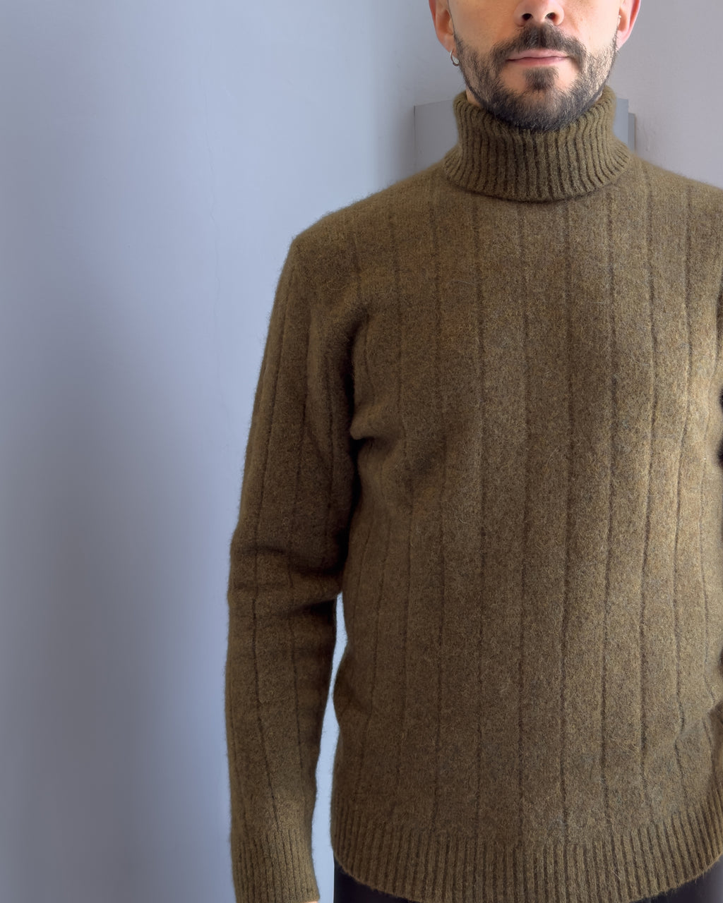 Maglia Oslo collo alta lana & alpaca vestibilità regular VERDE