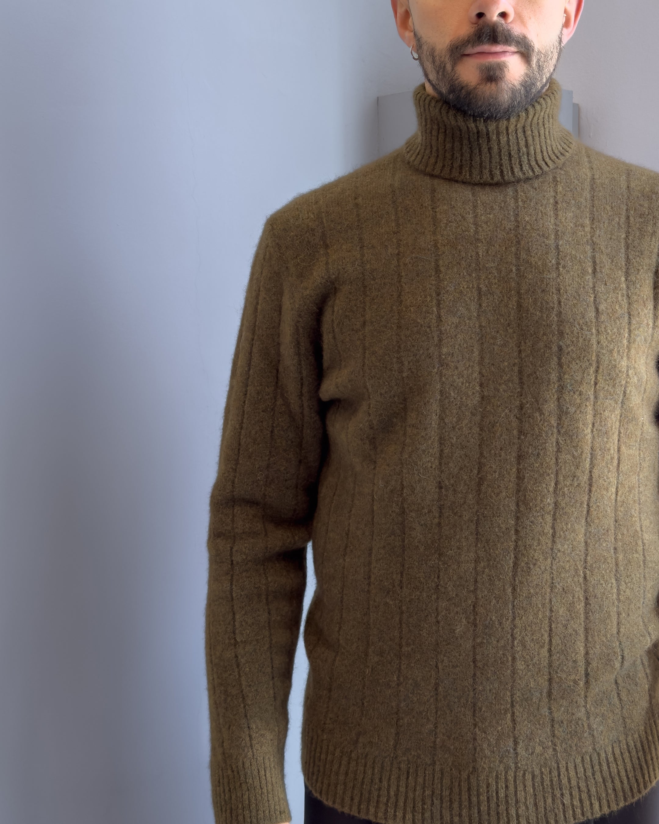 Maglia Oslo collo alta lana & alpaca vestibilità regular VERDE