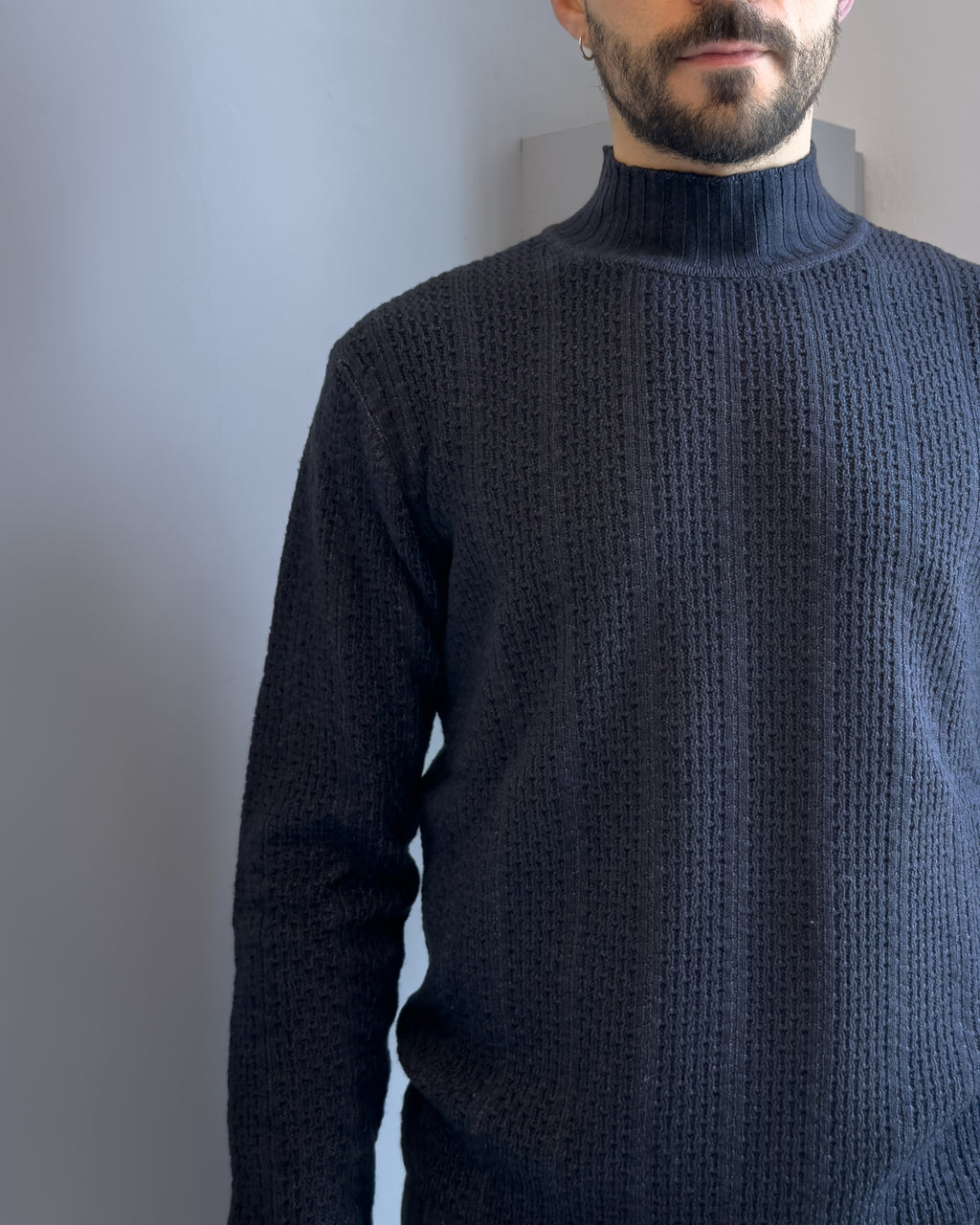 Lupetto Linz in lana merino acidata vestibilità regular BLU