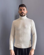 Maglia Oslo collo alta lana & alpaca vestibilità regular BIANCO