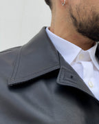 Giubbino Soho in pelle vegetale, vestibilità over NERO