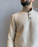 Maglia Alta a coste tre bottoni lana & cashmere vestibilità regular BEIGE